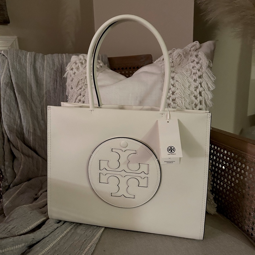Tory Butch Small Ella Bio Tote- Warm White